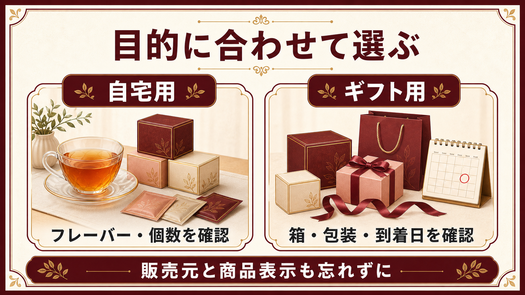 ムレスナティーを自宅用とギフト用に分けて選ぶポイント